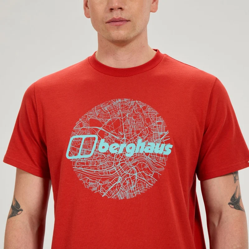 Berghaus 'Map Of The Toon' Men's T-Shirt - Orange Mica