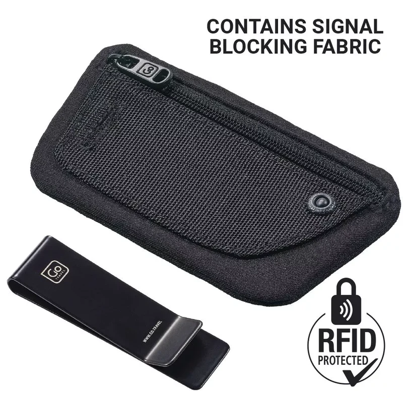 The Clip Pouch RFID Protection Wallet, Liquorice Black