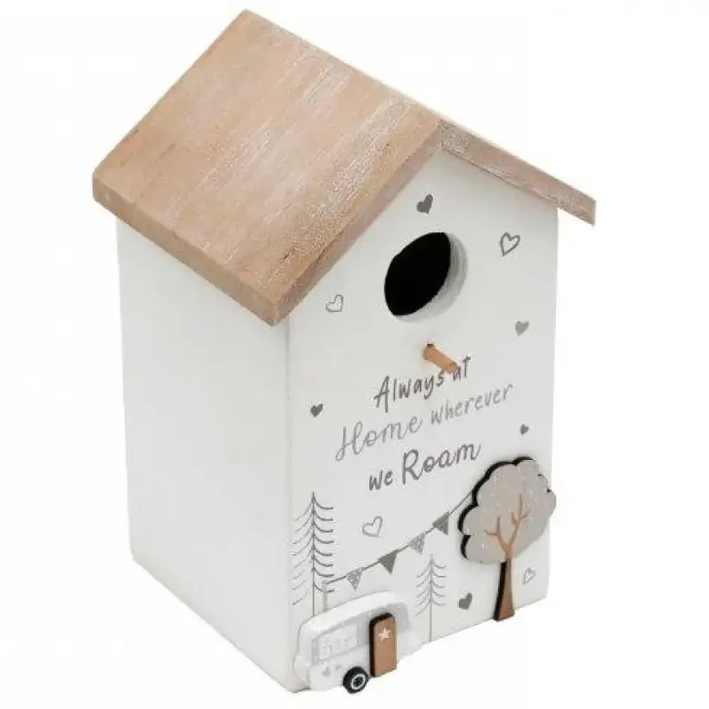 22cm Wooden Garden Bird House with Caravan Decoration