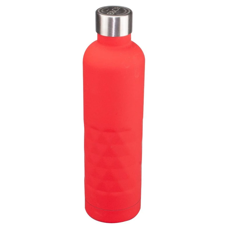 B&Co 500ml Geo Rubberised Finish Bottle Flask - Red