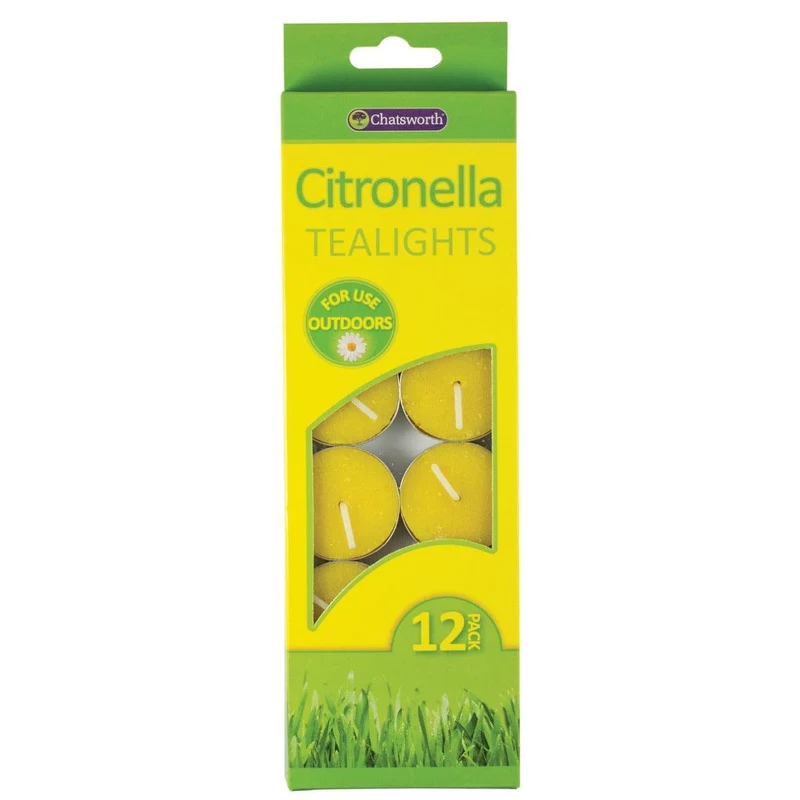Chatsworth Insect-Repelling Citronella Tealight Candles - Pack of 12