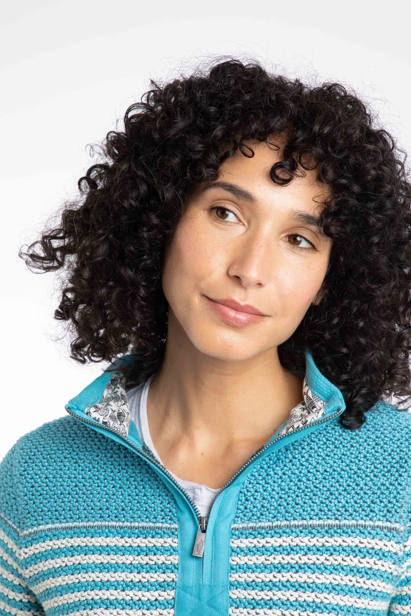 Weird Fish Juliet Women's 1/4 Zip Macaroni Sweater - Arctic Blue