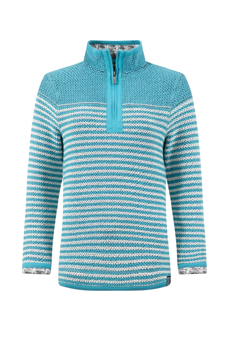 Weird Fish Juliet Women's 1/4 Zip Macaroni Sweater - Arctic Blue