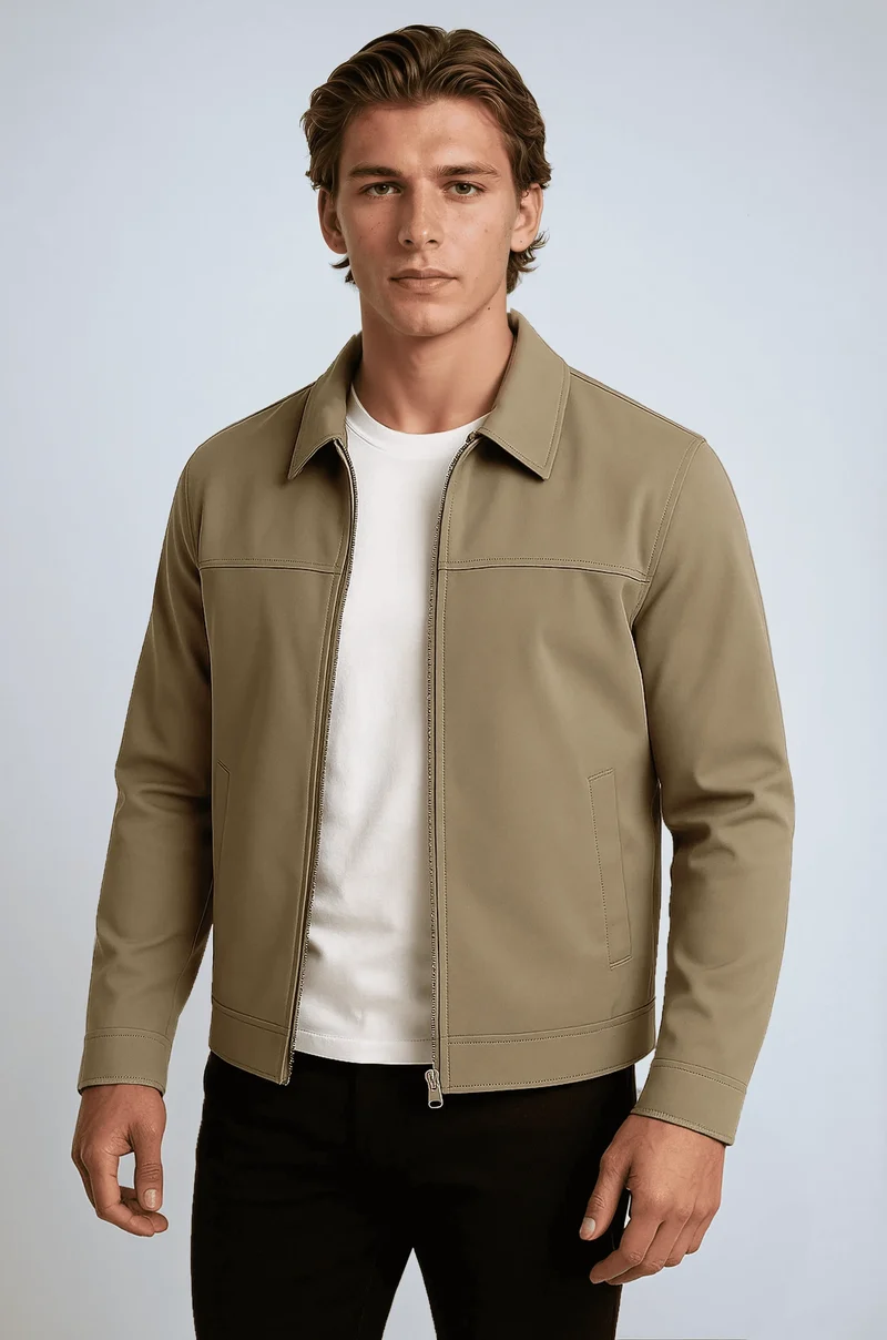 Unisex Khakifarbene Freizeitjacke – Stilvoll für jede Saison