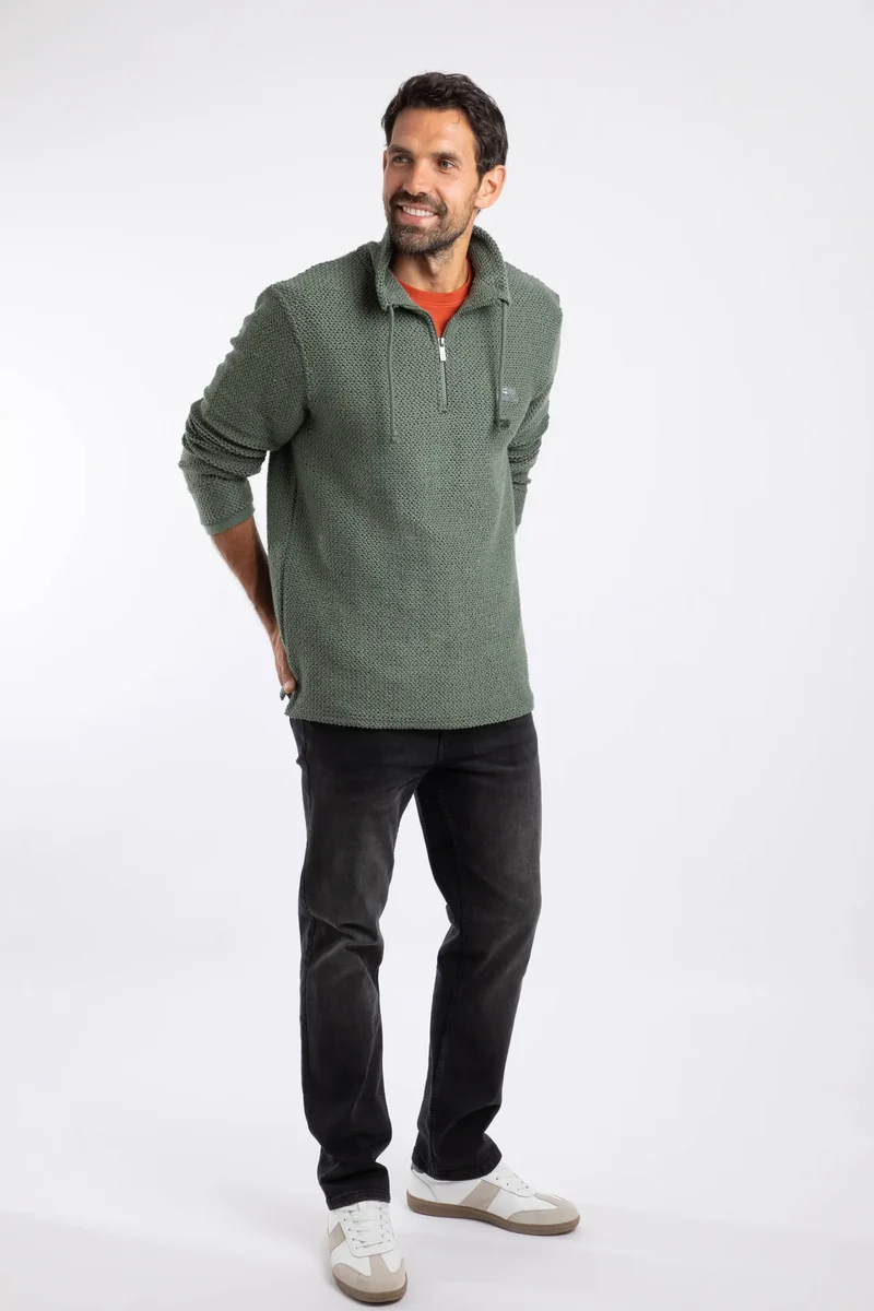 Weird Fish Cruiser Men's 1/4 Zip Macaroni Sweatshirt - Army Green
