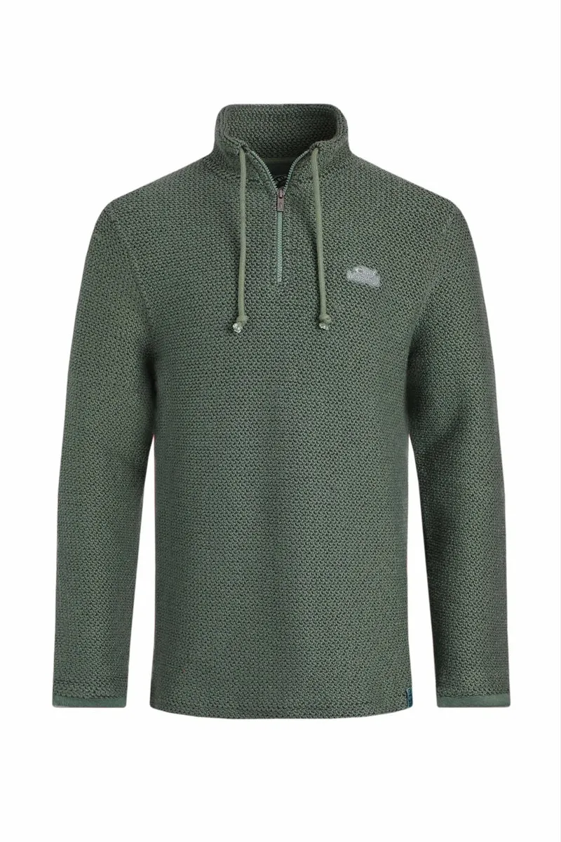 Weird Fish Cruiser Men's 1/4 Zip Macaroni Sweatshirt - Army Green