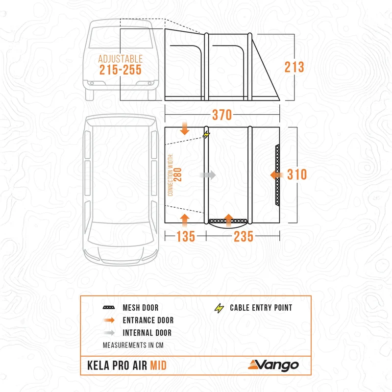 Vango Kela Pro Air Mid Drive Away Awning (215-255cm Height)