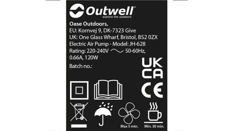 Outwell Flock Superior Single Air Bed With 240V Pump