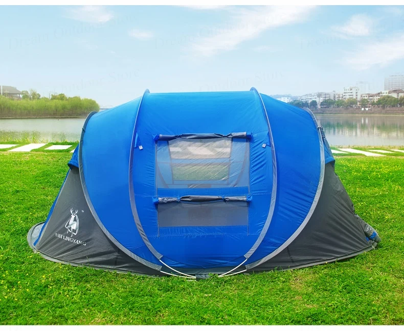 HUI LINGYANG Pop Up Tent 5-6 Person Double Layer Waterproof Tent