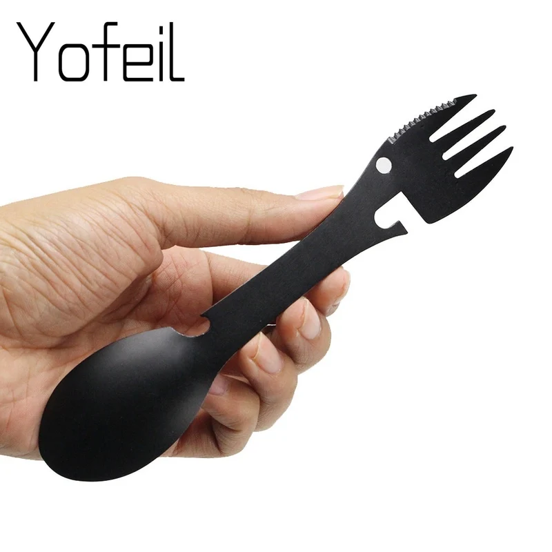 Camping Fork Spoon Multi-function Stainless Steel Cutlery