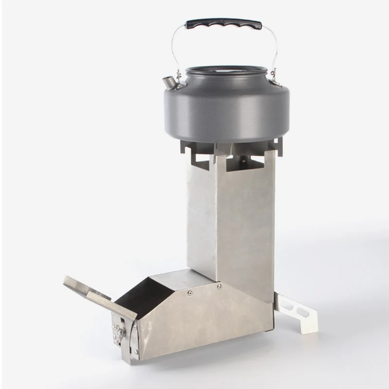 Lixada Foldable Rocket Stove Windproof Stainless Steel Camping Stove Picnic Wood Burning Stoves BBQ Cooking Furnace Wood Stove