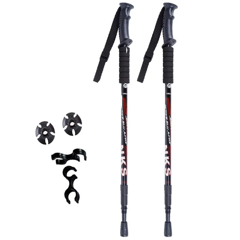2Pcs Anti Shock Nordic Telescopic Walking Sticks
