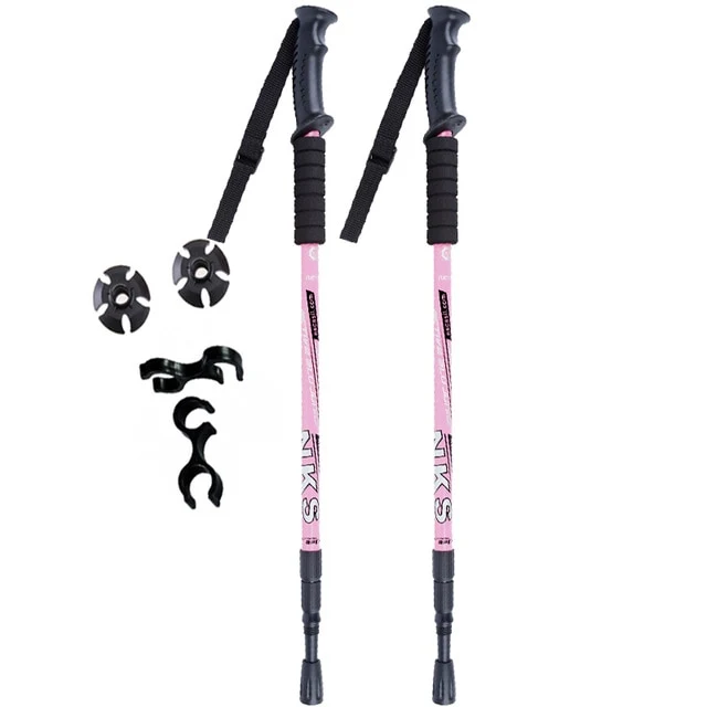 2Pcs Anti Shock Nordic Telescopic Walking Sticks