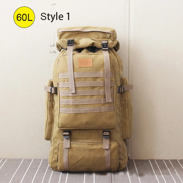 60L Large Camping Hiking Military Style Backpack