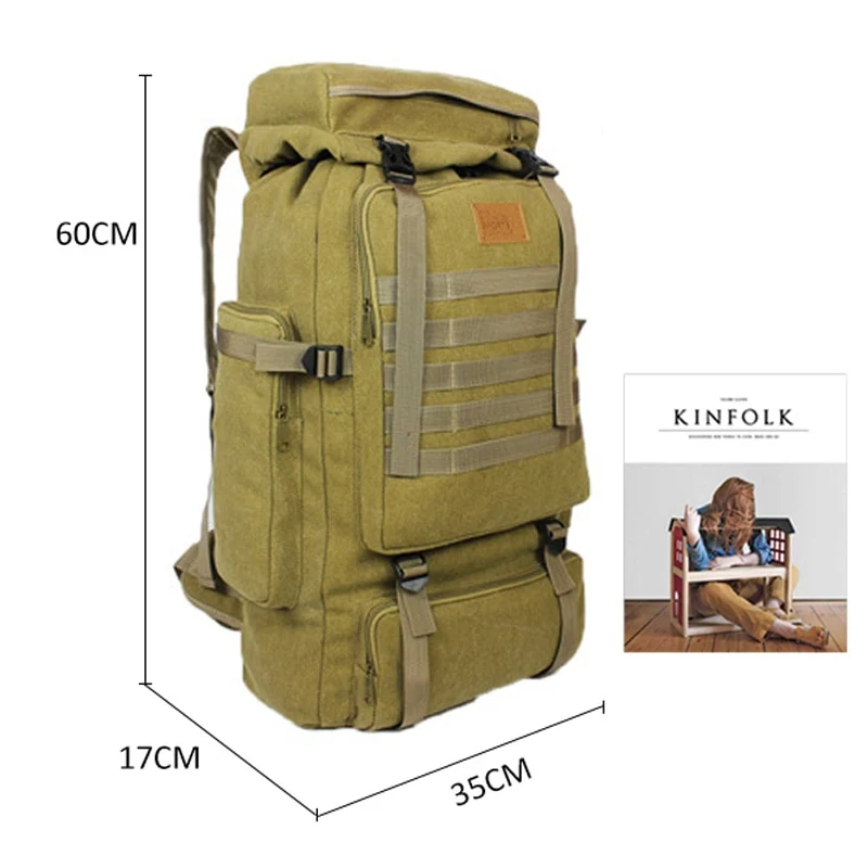 60L Large Camping Hiking Military Style Backpack