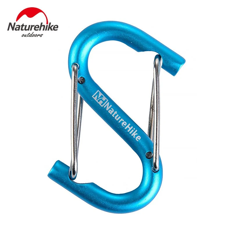 Naturehike 2pcs 6cm Aluminum Carabiner Hiking S-shaped Hanger Buckle Outdoor Survival Tool Camping Bag Clips Hook