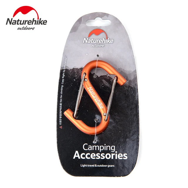 Naturehike 2pcs 6cm Aluminum Carabiner Hiking S-shaped Hanger Buckle Outdoor Survival Tool Camping Bag Clips Hook