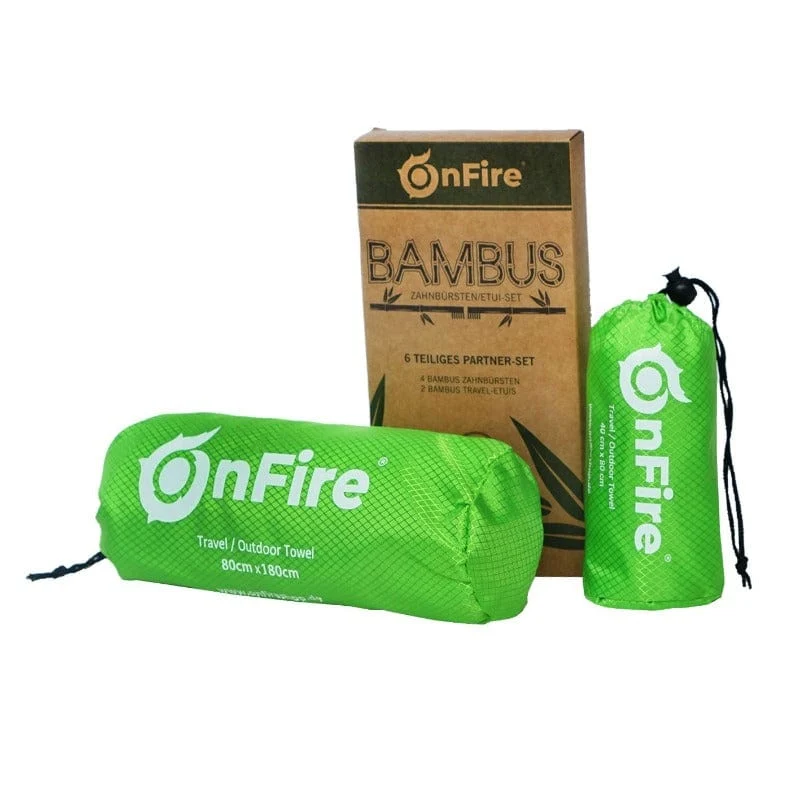 Bambus-Set, 4 Zahnbürsten + 2 Reiseetuis