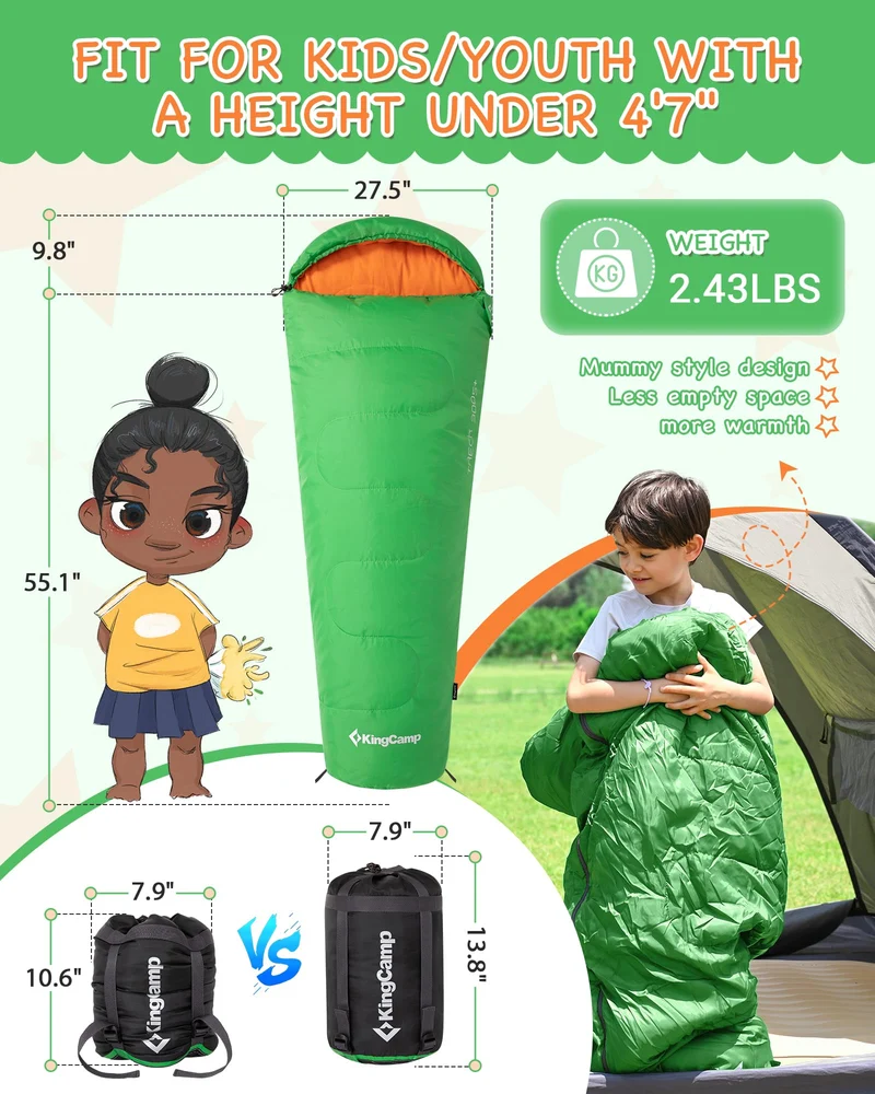 KingCamp Treck 300S+ Kids Mummy Sleeping Bag