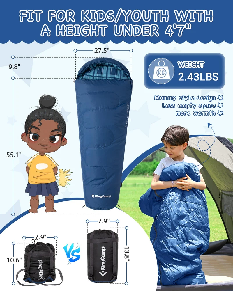 KingCamp Treck 300S+ Kids Mummy Sleeping Bag