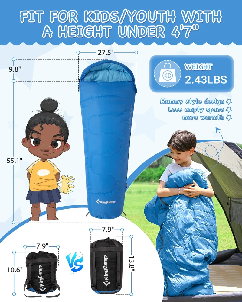 KingCamp Treck 300S+ Kids Mummy Sleeping Bag