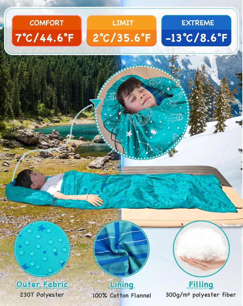 Galaxy Zoo C 300 Kids Sleeping Bag Adjustable Length