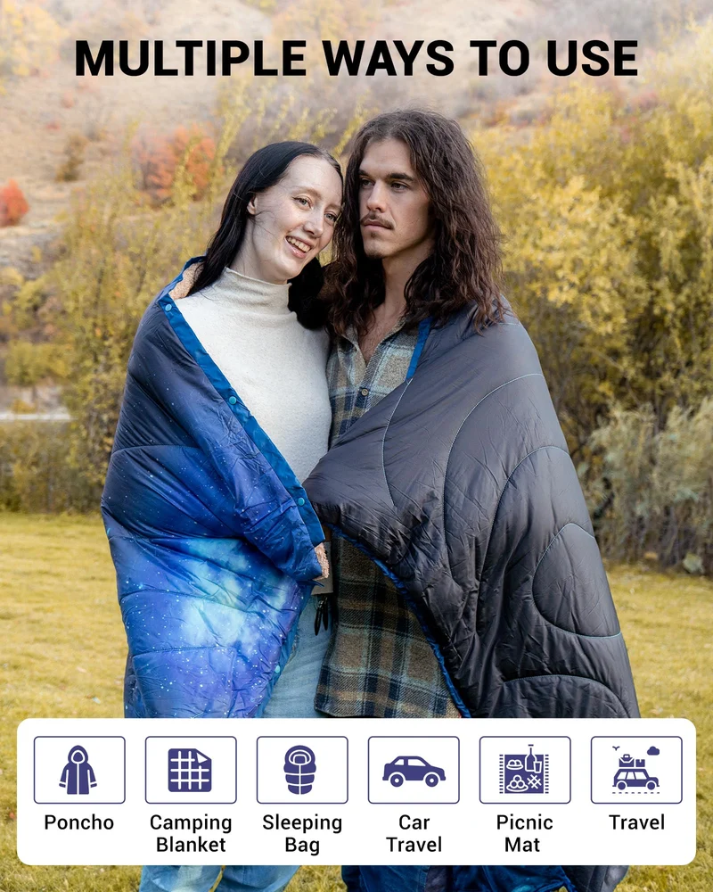 Boho Printed Wearable Camping Blanket | Large Sherpa & Water-Resistant Picnic Blanket for Outdoor Concerts, Beach & Travel