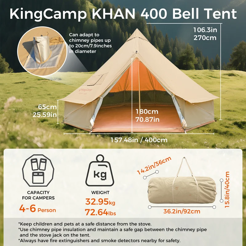 KingCamp KHAN 400/ 500 Canvas Bell Tents Upgraded