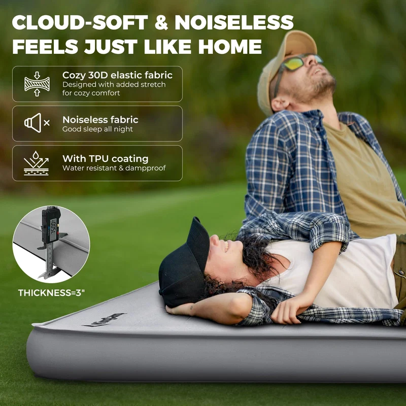 Double Self-Inflating Camping Mattress with Pump