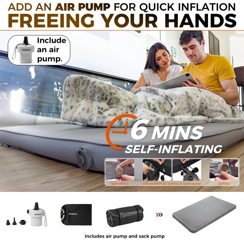 Double Self-Inflating Camping Mattress with Pump