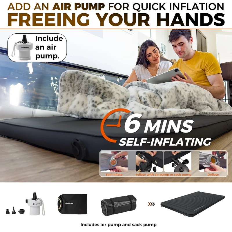 Double Self-Inflating Camping Mattress with Pump