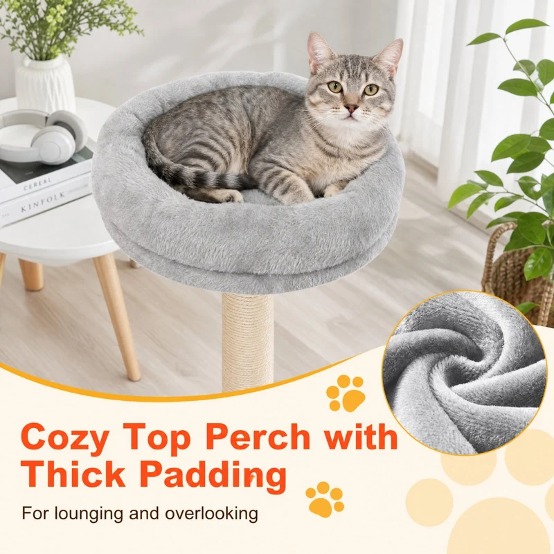 SUGIFT 48 Inches Tall Cat Tree Multi Level Kitten Tower with Large Condo and Padded Top Perch for Indoor Cats, Light Gray,