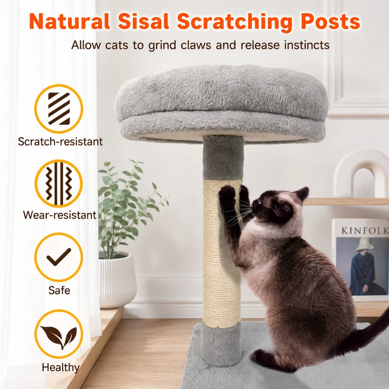 SUGIFT 48 Inches Tall Cat Tree Multi Level Kitten Tower with Large Condo and Padded Top Perch for Indoor Cats, Light Gray,