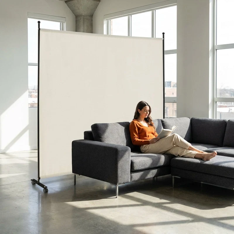 SUGIFT 6 Feet Single Panel Rolling Room Divider, Freestanding Opaque Privacy Screen on 4 Lockable Wheels, Wear Resistant Partition for Home Office Bedroom Living Room, White