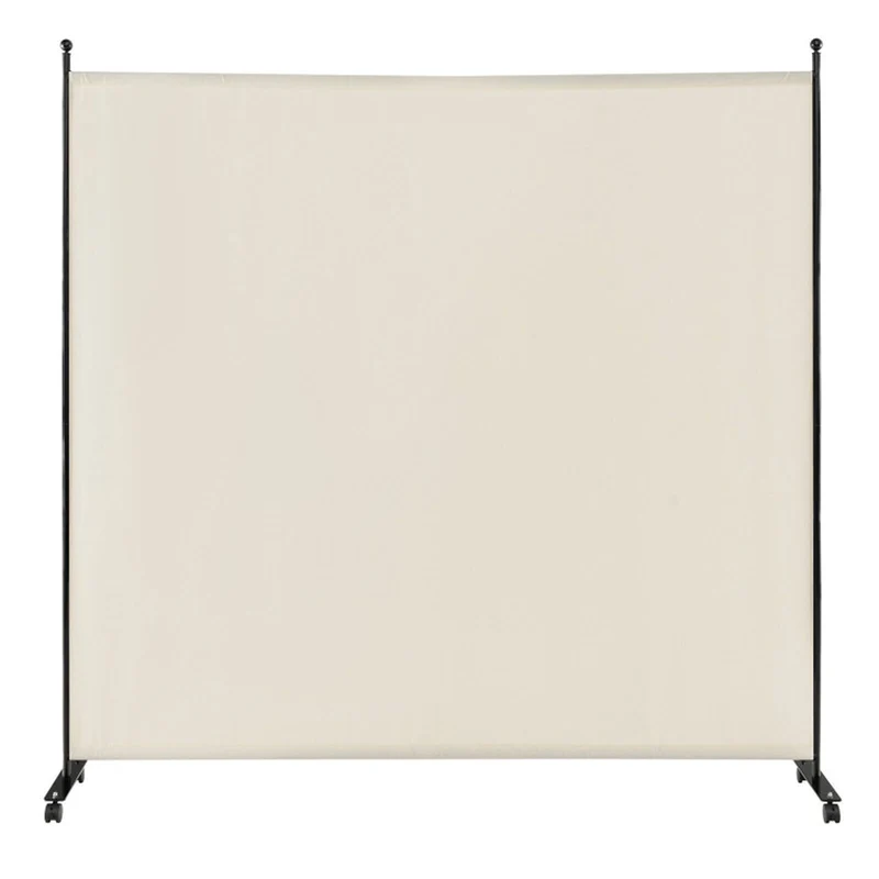 SUGIFT 6 Feet Single Panel Rolling Room Divider, Freestanding Opaque Privacy Screen on 4 Lockable Wheels, Wear Resistant Partition for Home Office Bedroom Living Room, White