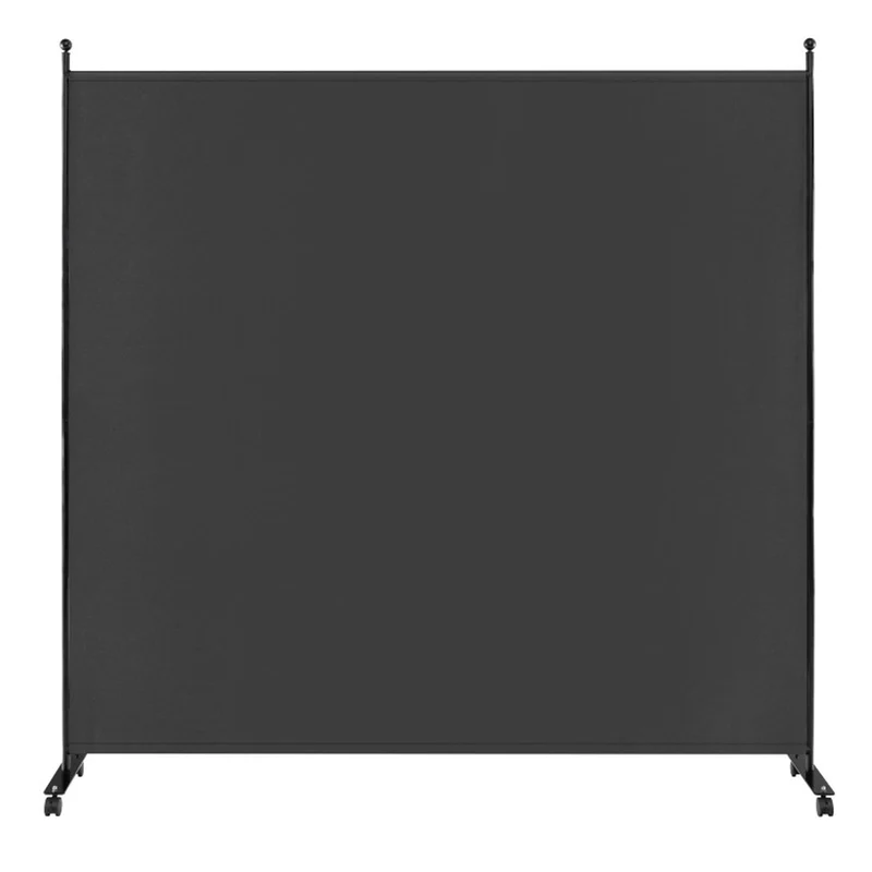 SUGIFT 6 Feet Single Panel Rolling Room Divider, Freestanding Privacy Screen with 4 Lockable Universal Wheels, Opaque Wear Resistant Partition for Home Office Bedroom, Dark Gray