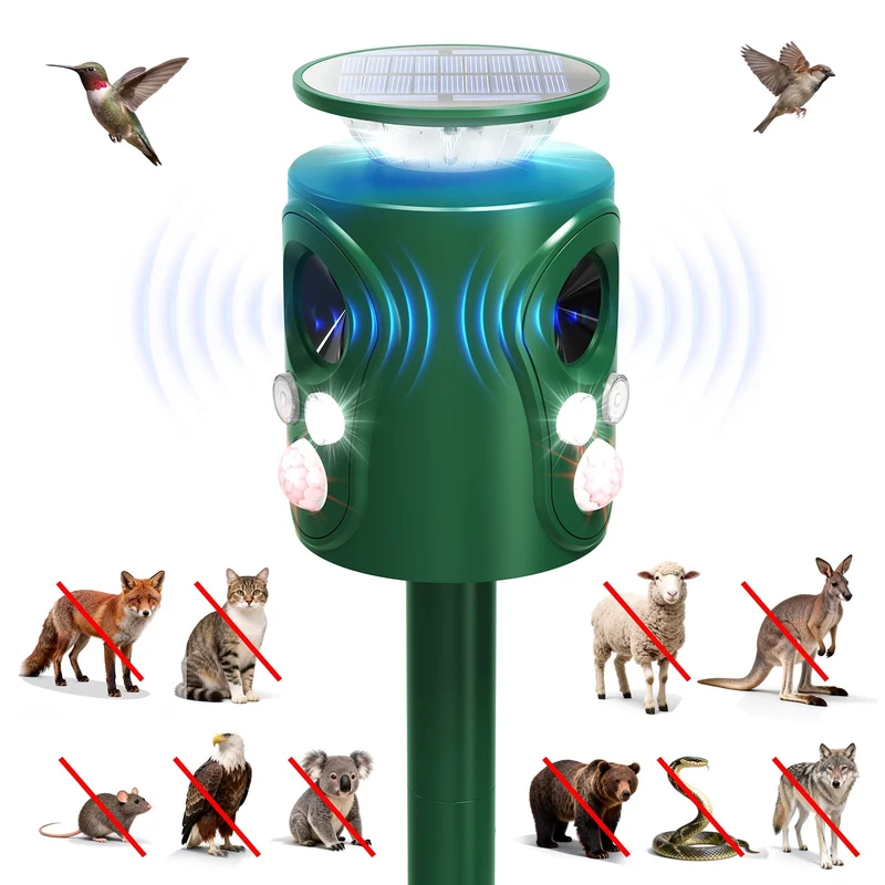 SUGIFT Solar Ultrasonic Cat Repellent Outdoor with Motion Sensor and Waterproof Design for Yard and Garden as a Humane Animal Repellent Outdoor, White