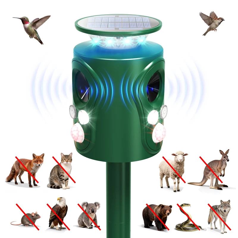 SUGIFT Solar Ultrasonic Cat Repellent Outdoor with Motion Sensor and Waterproof Design for Yard and Garden as a Humane Animal Repellent Outdoor, White