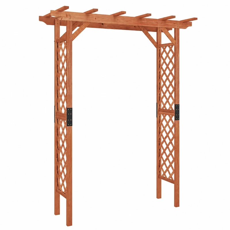 SUGIFT 7 Feet Wooden Garden Arbor Arch, Fir Wood Plant Trellis Pergola Archway for Outdoor Yard Patio Wedding Climbing Vines Decor, Natural Wood
