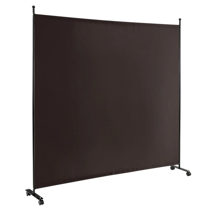 SUGIFT 6 Feet Single Panel Rolling Room Divider with Smooth Wheels, Freestanding Privacy Screen Partition for Bedroom Office Living Room, Brown,