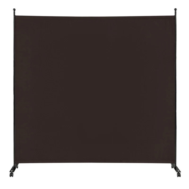 SUGIFT 6 Feet Single Panel Rolling Room Divider with Smooth Wheels, Freestanding Privacy Screen Partition for Bedroom Office Living Room, Brown,