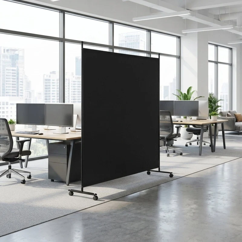 SUGIFT 6 Feet Single Panel Rolling Room Divider with Smooth Wheels, Freestanding Privacy Screen Partition for Bedroom Office Living Room, Black,