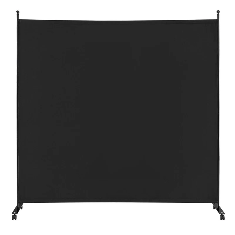 SUGIFT 6 Feet Single Panel Rolling Room Divider with Smooth Wheels, Freestanding Privacy Screen Partition for Bedroom Office Living Room, Black,