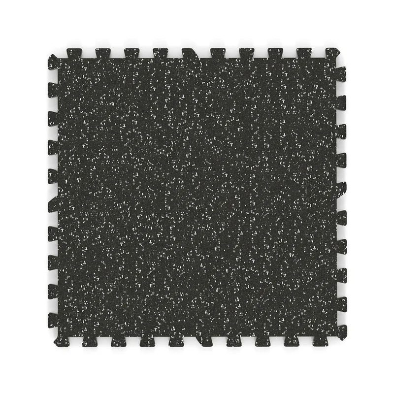 SUGIFT 48 Sq Ft Interlocking Floor Mat Set, 0.79 Inch Thick Rubber Top Gym Flooring Tiles with Borders for Home Garage Workout Room, Black Gray
