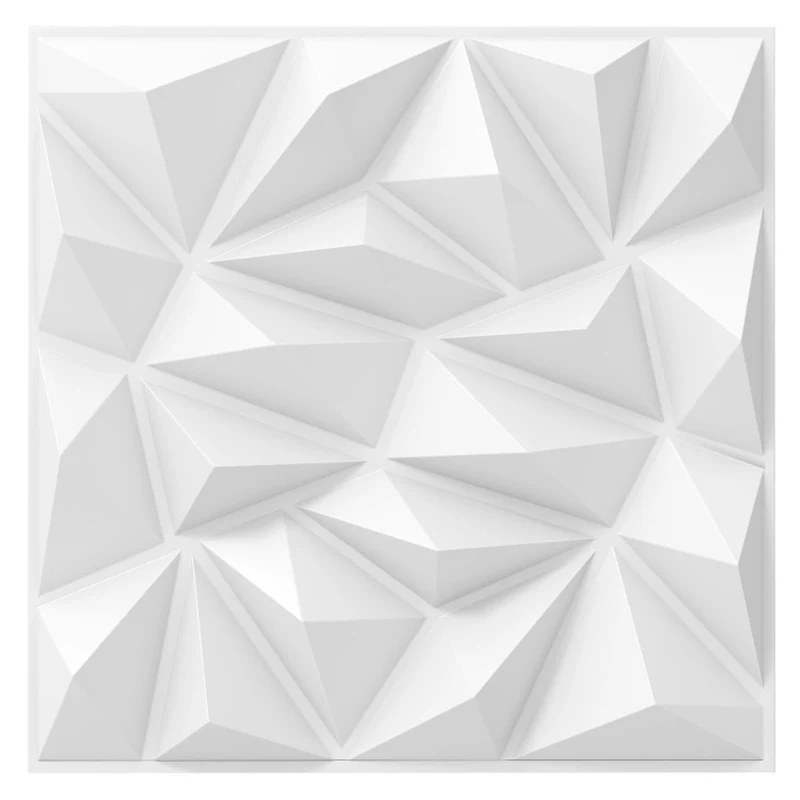 SUGIFT 40 Pack 3D Wall Panels Diamond Pattern, Decorative Wall Panels for Living Room Bedroom Office Ceiling Accent Wall, Paintable Wall Art, White