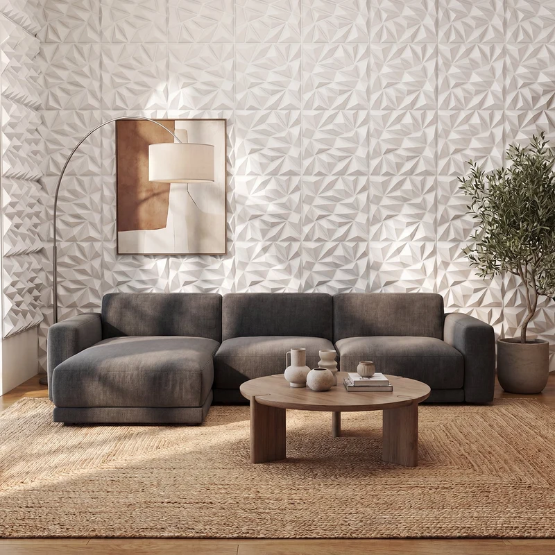 SUGIFT 20 Pack 3D Wall Panels with Diamond Pattern, Decorative PVC Wall Art Panels for Living Room Bedroom TV Background Ceiling Decor, White
