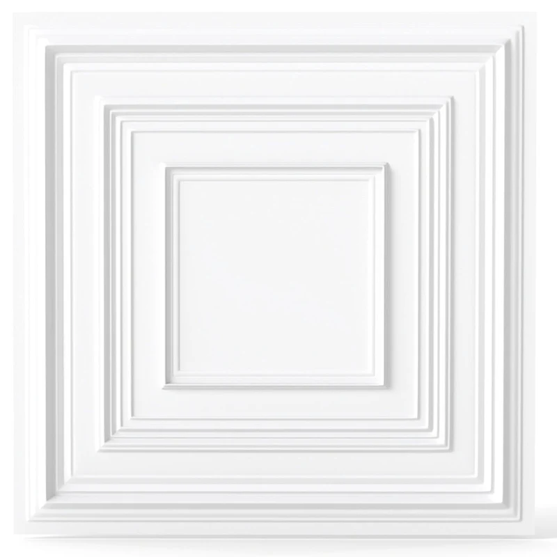 SUGIFT Drop Ceiling Tiles 24 x 24 Inch PVC Ceiling Panels with 3D Patterns, 12 Pack Glue Up Ceiling Tiles for Kitchen Living Room, White,