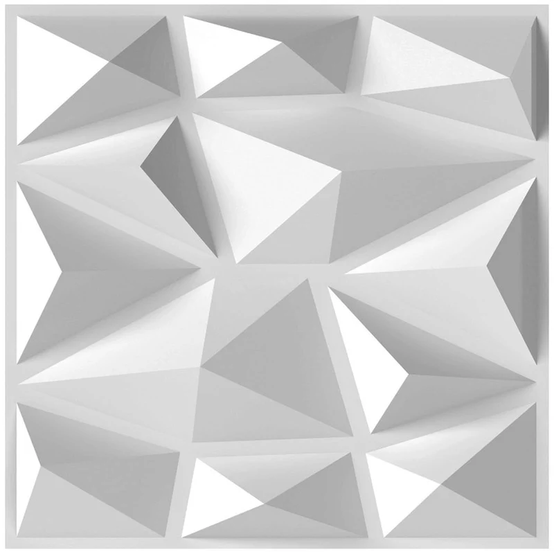 SUGIFT 50 Pack 3D Wall Panels with Diamond Accent, PVC Decorative Wall Panel Textured Wall Art for Living Room Bedroom Interior Decor, White