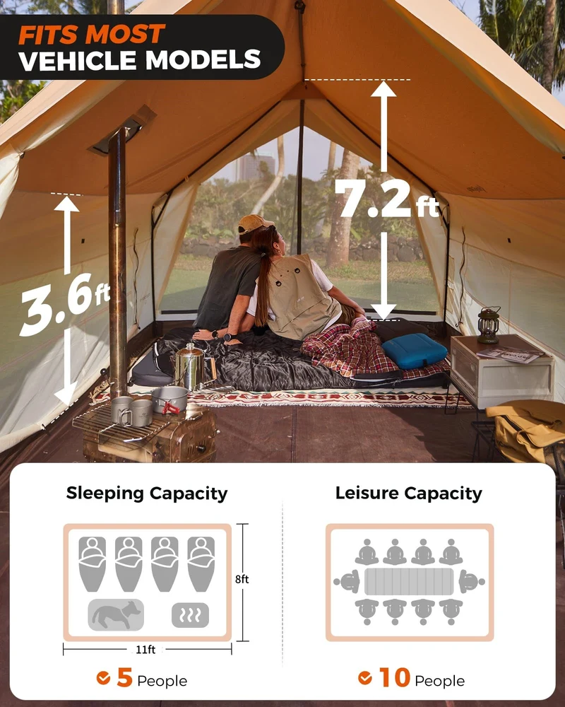 KingCamp MOUNTAIN IN C2 Canvas Cabin Tent 8' x 11'
