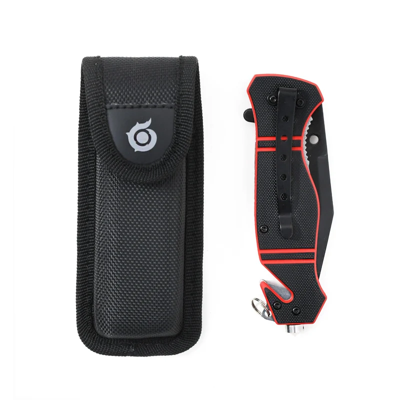Rettungsmesser RED LINE 2.0 mit gerader Klinge und Ringöse plus Holster